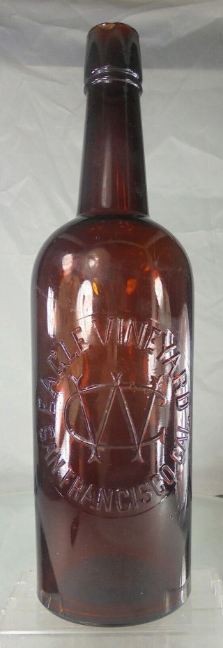 Eagle Vineyard San Francisco California Antique Tooled Top Whiskey Bottle