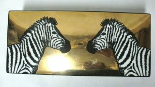 Jonathan Adler Animalia Zebra Trinket Box Long Gold White Black Porcelain Rare