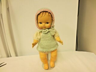 1974 Horsman Marked 11 " Baby Doll - Drink/wet - Molded Hair - Blue Eyes