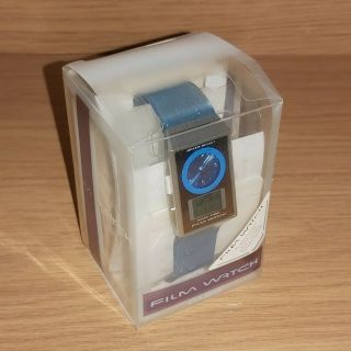 Vintage Casio Film Watch Fs - 05nk Dual Time Dial Illuminator Blue Glitter Rare