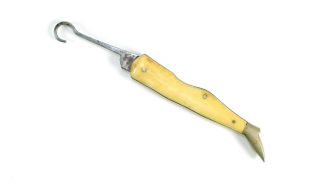 Scarce Leg - Shaped 1800s Antique Button Hook Bone Handles W.  G.  Mosley Cutlery Co