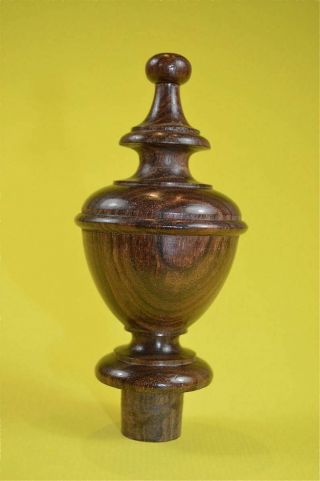 A 4 1/2 Inch Antique Hardwood Turned Finial Furniture Clock Mirror Top F4