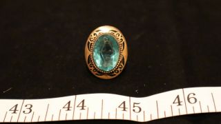 Antique Vintage Gold Filled Ring With Large Blue Center Stone