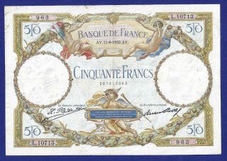 And Very Rare 50 Francs 1932 Banknote From France