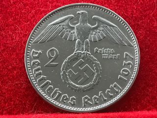 2 Reichsmark 1937 J With Nazi Coin Swastika Silver Brilliant - - Rare - - -