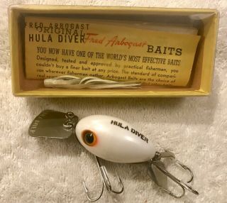 Fishing Lure Fred Arbogast Hula Diver Rare Pearl Beauty Tackle Bait