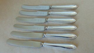 Set Of 6 Sterling Silver Handled Tea/ Butter Knives 1954
