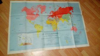 World Map 47 " X32 " 1977 Vintage