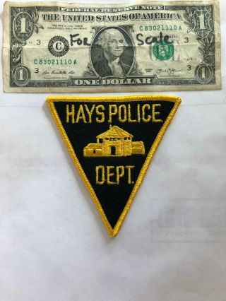 Rare Hays Montana Police Patch In Great Shape