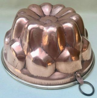 Antique Copper Cake Or Jelly Mold Lined With Brass,  Baking Food Kitchenalia