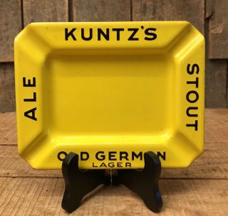 Rare Vintage 20’s Kuntz’s Old German Lager Stout Ale Porcelain Ashtray Sign