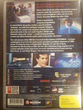 AUTOMAN THE COMPLETE SERIES RARE DVD TV SHOW SEASON 4 DISC BOX SET CHUCK WAGNER 2
