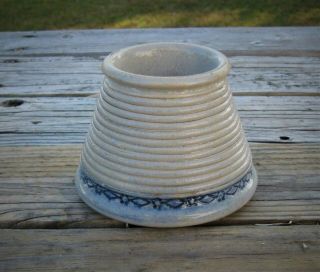 Antique Cobalt Blue Decorated Stoneware Match Safe/crock/jug - White 