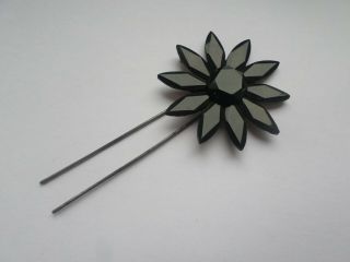 Antique Victorian French Jet (black Glas) Mourning Hair Slide Decoration Pin