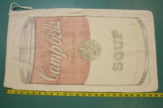 Vintage Rare Campbell ' s Soup Cloth Fabric Laundry Bag Sack Tote Andy Warhol 2