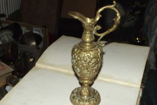 Stunning Victorian Brass Mantle Ewer Vase Neoclassical 8 " Tall