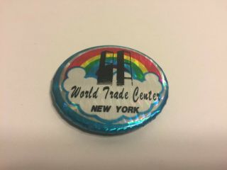 World Trade Center York With Rainbow 2 " Pin Button Badge Rare Vintage