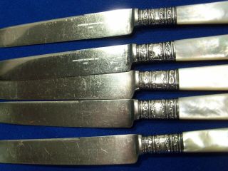 Antique knives,  Meriden Cutlery mother of pearl handles with sterling bands (5) 3