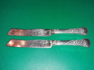 Set Of Two Early Coin Silver Knifes Marked Mette