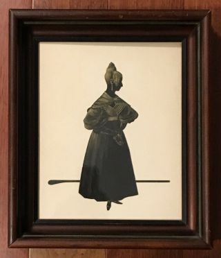 Rare Large Hand Painted Primitive Silhouette Painting Lear 1820s Early 19th Cen.