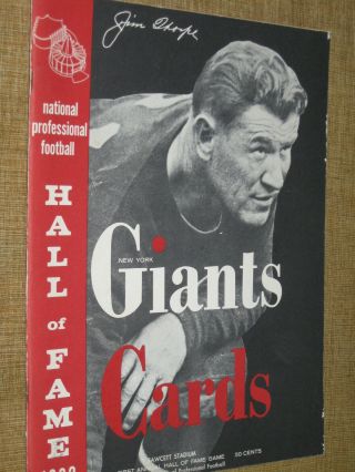 Rare 1962 Pro Football Hall Of Fame Program Giants Vs Cards W/ Jim Thorpe Photo