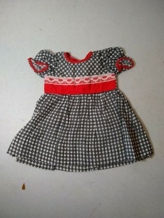 Vintage Doll Dress Black And Red With White Lace