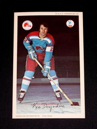 Rare Ken Desjardine 1973 - 74 Quebec Nordiques Team Issue Postcards Nm - Mt,  B1
