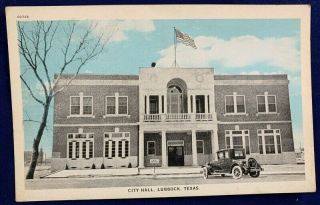 Antique Postcard 1920s City Hall Lubbock Texas