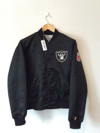 Vintage Los Angeles Raiders Nfl Satin Bomber Starter Jacket.  Rare.