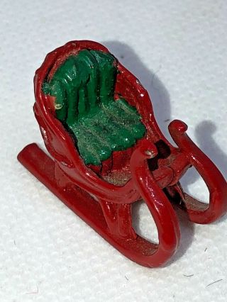 Vintage Miniature Dollhouse Accessory - Metal Cast Iron Sleigh - Christmas Decor
