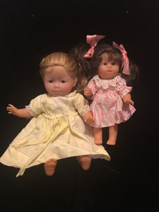 2 Corolle Vintage Dolls Sleeping Eyes France 14” And 10” See Pictures