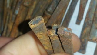 50 Antique 2 Inch,  Square Cut Nails Hand Made,  Straight But Rusty.