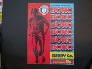 Middlesbrough V Derby December Postponed Rare 1978/9