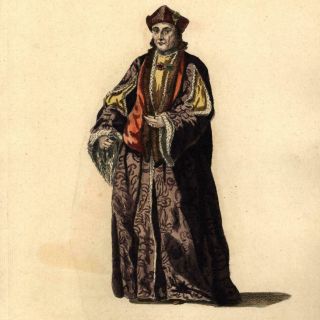 King Henry Vii 1490 Fancy Dress 1757 Lovely Antique Costume Print Old Hand Color