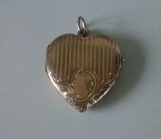 Antique Victorian Edwardian 9ct Rolled Gold Heart Shape Locket Kollmar & Jourdan