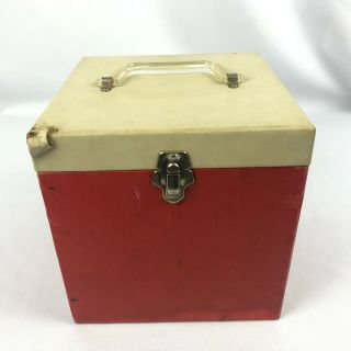 Vintage Rare Red Capitol Records 45 Rpm Storage Case W Paper Dividers