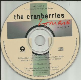 Dolores O’riordan The Cranberries Zombie W/ Rare Live Trk Promo Dj Cd Single