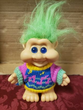 Vintage 1991 I.  T.  B.  Ugly Sweater Troll 5 " Green Hair