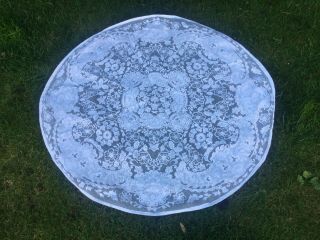 Vintage Small Round White Lace Tablecloth Very Detailed Cloth
