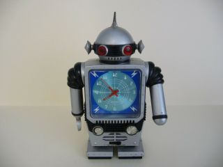 Rare Elf Tone Equity Clock Radio Toy Robot; Battery Operated; Hong Kong