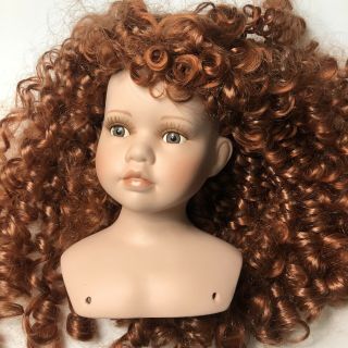 Vtg Doll Head Extra Large 7 1/2” Red Curls Porcelain Parts For 26” Dolls