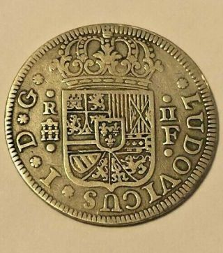 Rare 1724 Luis I Spanish Silver 2 Reales Coin Ludovicus I Hispaniarum Rex