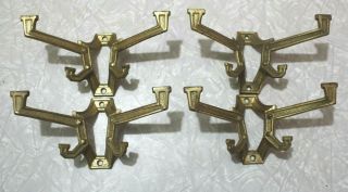 Antique Art Deco Brass Mold Hat Coat Rack Stand Hall Tree Double Hung Hooks