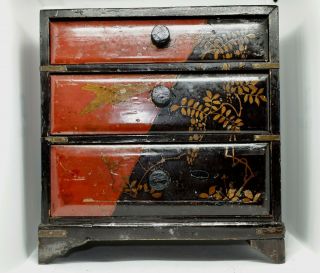 Pretty Antique Japanese Lacquer Chest Of Drawers