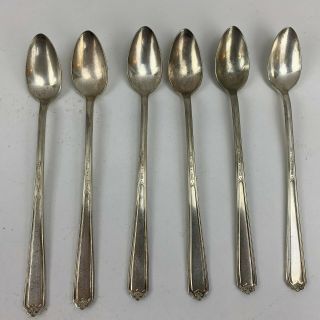 Set Of 6 National Silver Co Epns Silver - Plate Iced Tea Spoons Long Handled