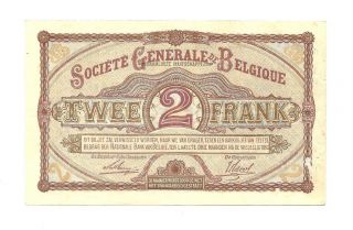 1915 Belgium Societe Generale 2 Francs P87 very rare banknote PMG Pop only 2 2