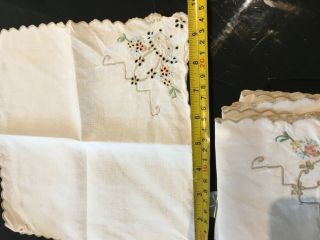 Set Of 4 Vintage Tea Napkins Linen Cut Work And Embroidery Lovely