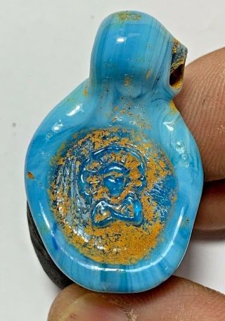Rare Byzantine Glass Seal Pendant Anonymous Bust Of Christ 6.  4gr 38mm