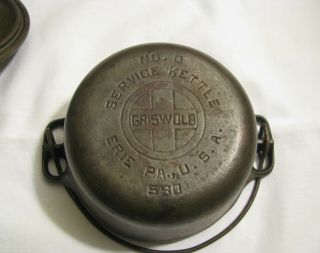 Vintage Mini Griswold cast iron Service Kettle Rare No.  0,  580 and 581 Erie PA 3