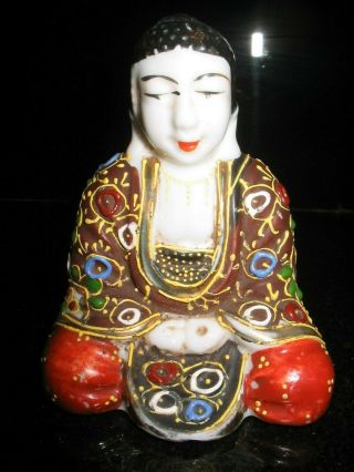 Antique/vintage Japanese Porcelain Satsuma Seated Buddha Figurine